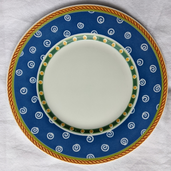 Villeroy & Boch Twist Clea 20-Ounce Rice Bowl - Bright Blue Circles Retro Pattern, Dishwasher & Microwave Safe Porcelain